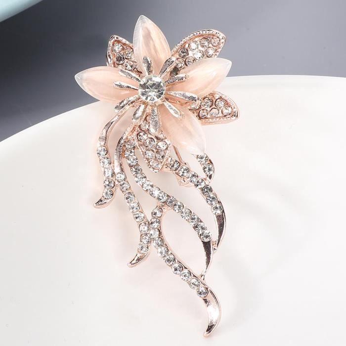 Broche en alliage fleur strass - QIILU - élégante vêtement bijoux accessoire
