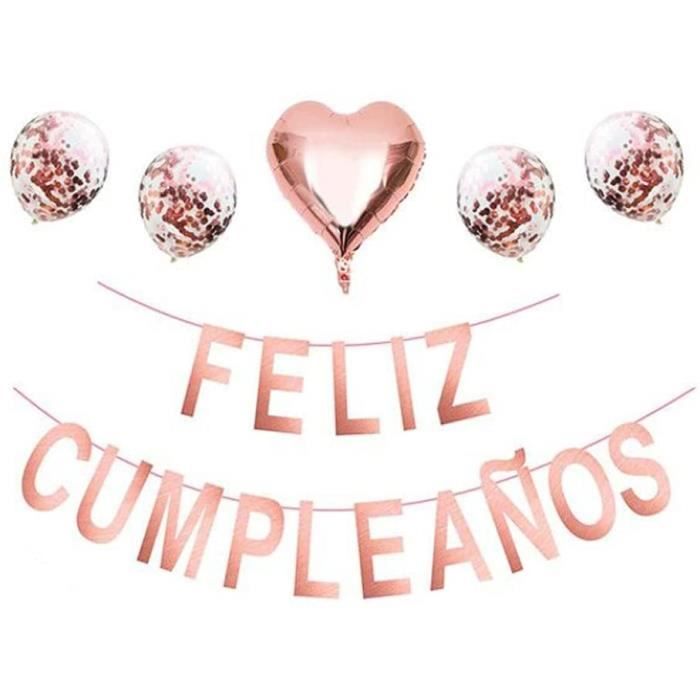 Guirlande De Joyeux Anniversaire Avec Lettres En Or Rose Et Ballons De Confettis Et Cur Dcoration De Fte Danniversaire En Or 2617 Cdiscount Maison