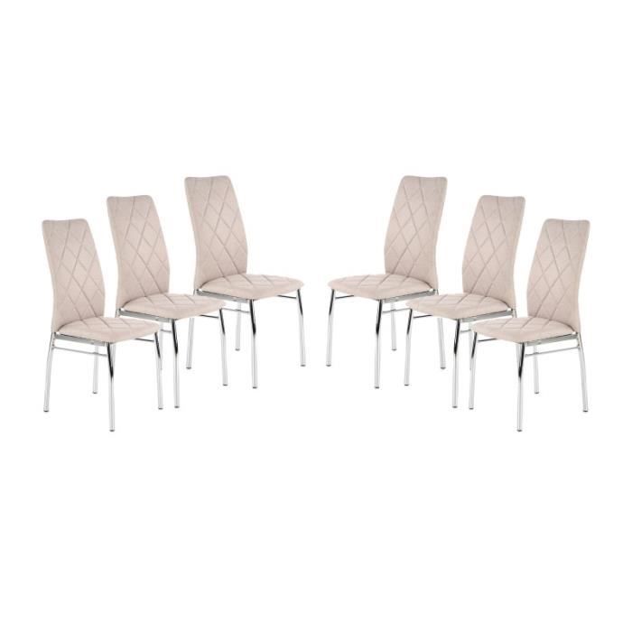 chaise de salle à manger carellia - lot de 6 - tissu beige - design contemporain