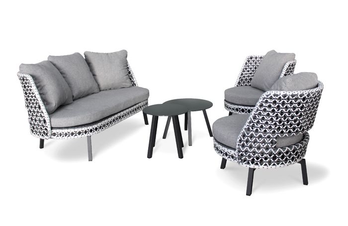 Salon bas de jardin AGADIR 4 places en résine tressée - GRIS Salon bas de jardin AGADIR 4 places en résine tressée - GRIS
