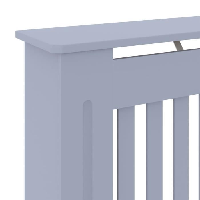 Cache-radiateur MDF Gris - DILWE - 78 x 19 x 81,5 cm - Design à lattes modernes - Maison
