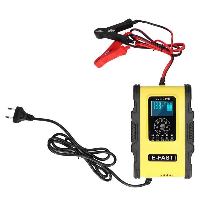 Chargeur De Batterie Intelligent 12V Avec écran LCD – Pour Voiture, Moto, Tondeuse, Bateau