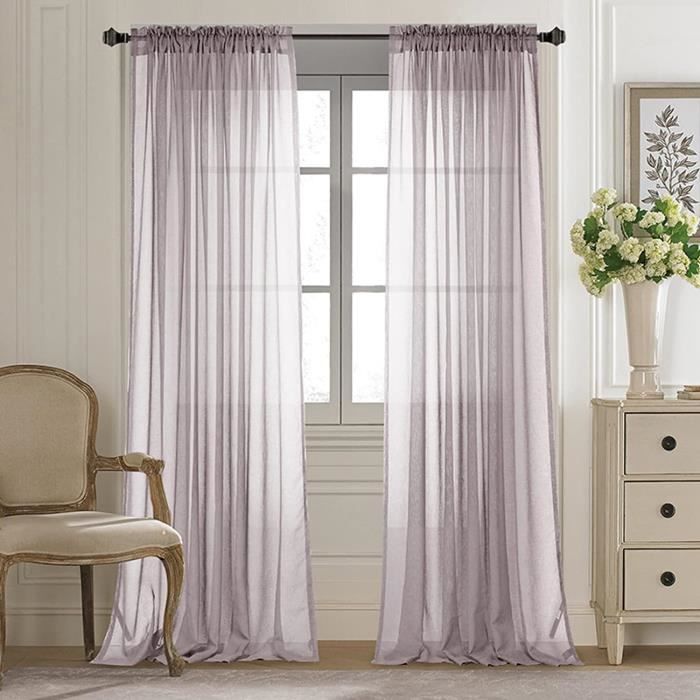 Rideau Voile Transparent BEIGE - Deux Panneaux - Poche Pour Tringle - 84" X 55" Par Panneau