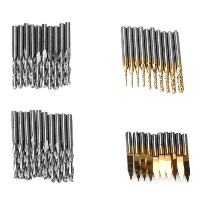 EJ.life fraise à graver 40Pcs Fraise Fraise Fraise CNC Routeur Bit Flat ...