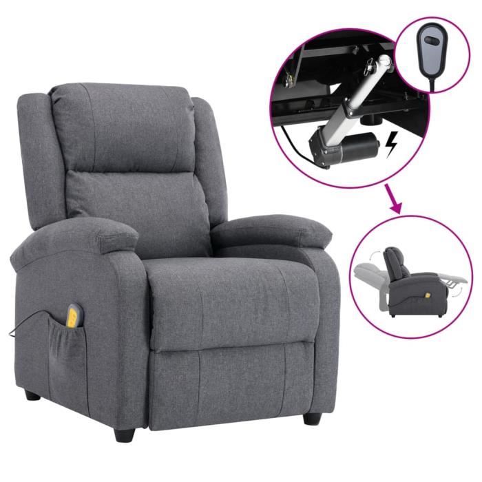 famirosa fauteuil inclinable électrique de massage gris foncé tissu-732