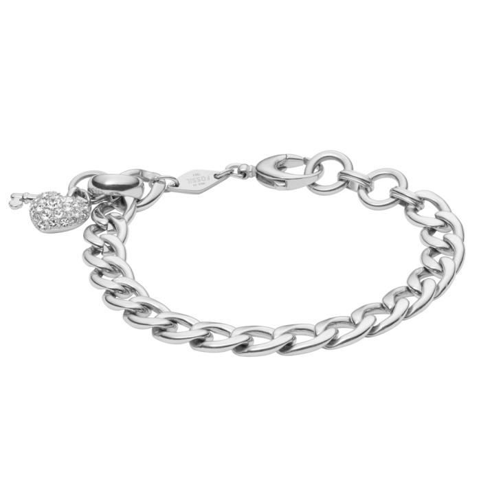 Fossil - Fossil JF02635040 Bracelet Femme Coeur et Clé Argent Blanc 19.5 cm  Réf 57182 - Achat / Vente bracelet - gourmette Fossil - Fossil JF02635040 -  Cd