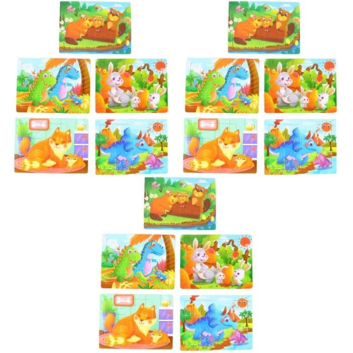 Lot de 16 Puzzles en Bois Animaux – Jouets Montessori 1-3 Ans, Cadeaux Éducatifs Anniversaire et Crèche pour Fille blanc PUZZLE - Jeux - Jouets