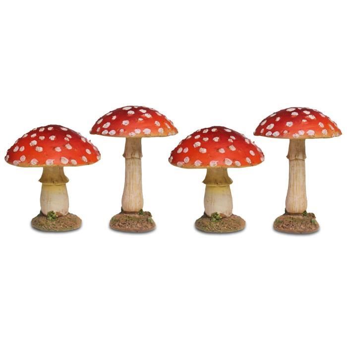 Garden Mile® Lot de quatre champignons rouges pour décoration de jardin et de jardin Multicolore 