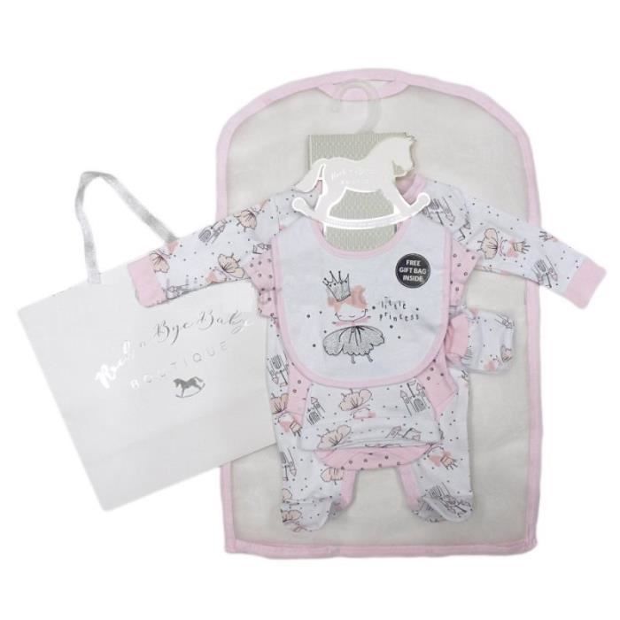 Nouveau coffret cadeau de luxe 6 pièces pour bébé fille Nouveau cadeau de bébé  fille Maman à être cadeau Cadeau de naissance Petite fille nouveau-née  Vêtements et hochet bébé fille 