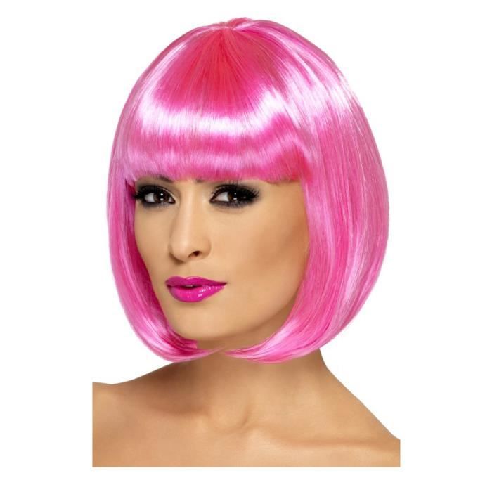 perruque rose fluo