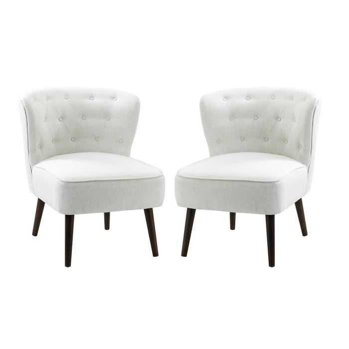 fauteuil crapaud - hulala home - blanc - lot de 2 - tissu - intérieur - contemporain - design