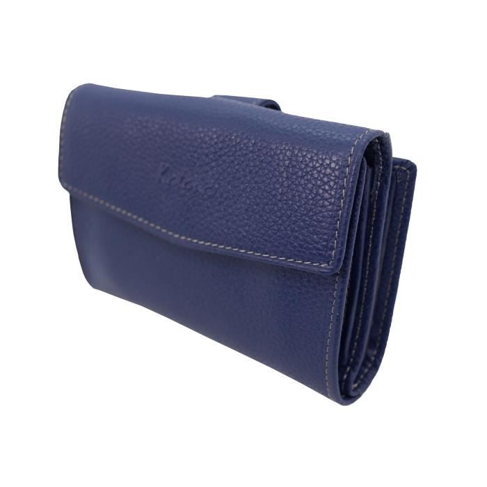 Porte-monnaie Femme KATANA En Cuir Lisse - Grand Modèle, Avec Zip, Organisateur, Neuf étiqueté