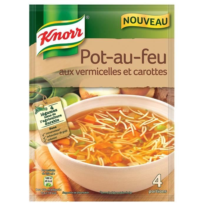 Knorr Soupe PotauFeu aux Vermicelles et Carottes Pour 4 Portions 55 g