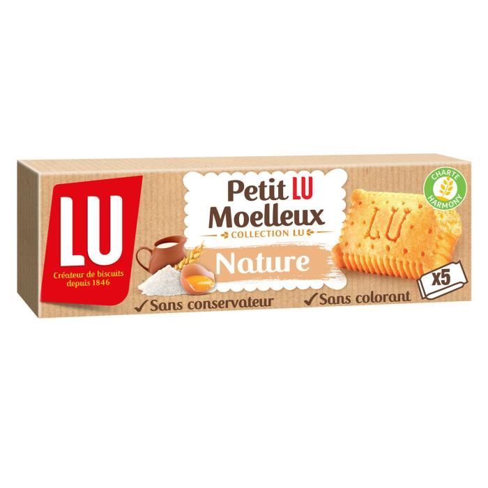 LOT DE 6 - LU - Petit Lu Moelleux Gâteaux moelleux natures - boîte de 5 sachets - 140 g