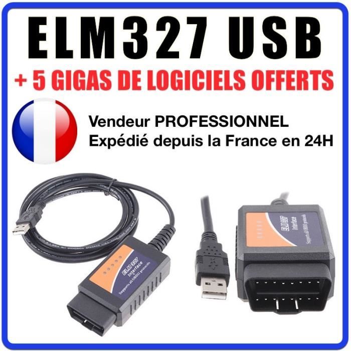 Interface de diagnostic multimarque ELM327 USB V1.5 + Logiciel en FR ELM 327 OBD Diagnostique OBD2 M