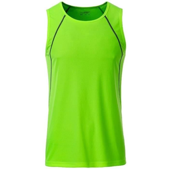 Débardeur running respirant - Homme - JN494 - vert vif Débardeur running respirant - Homme - JN494 - vert vif