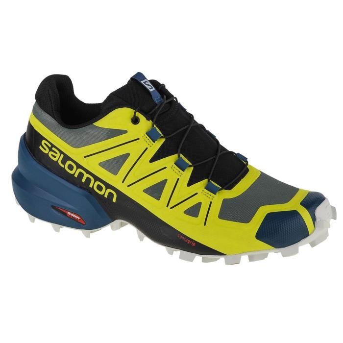 Chaussures de running - SALOMON - Speedcross 5 - Homme - Gris, Bleu, Jaune