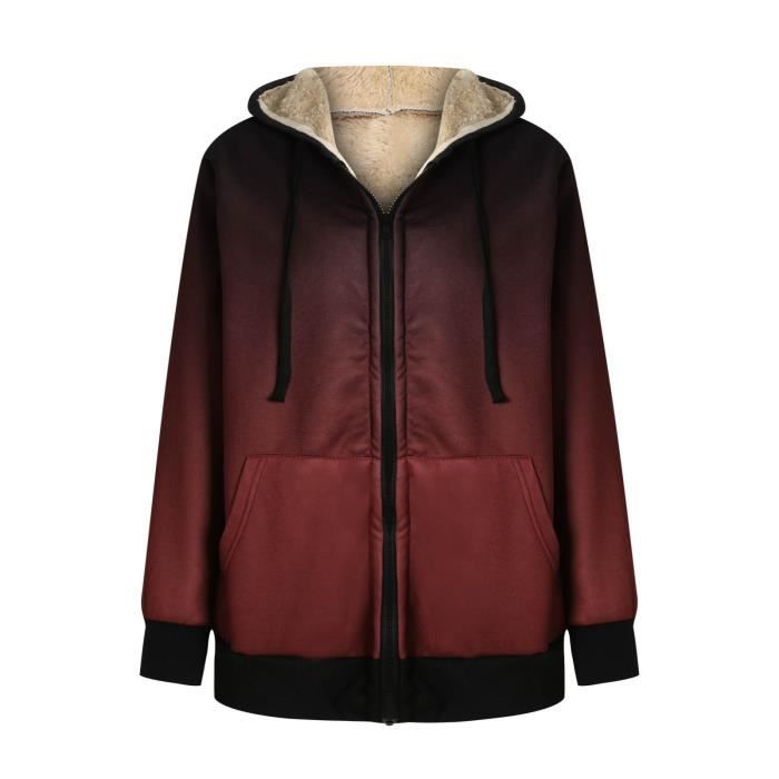 Sweat à capuche col roulé pour femmes avec poches Vestes Pull chaud en