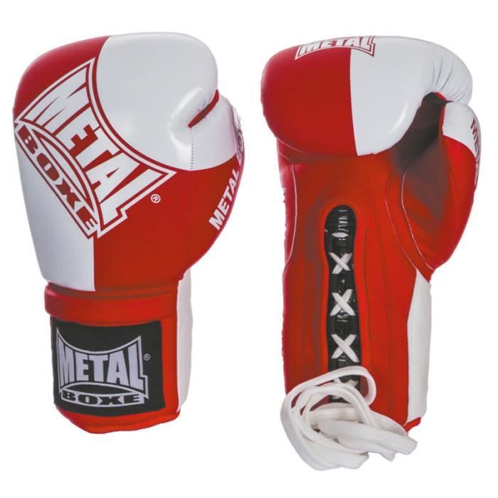 Gants de boxe pro Metal Boxe curtex - rouge - 12 oz