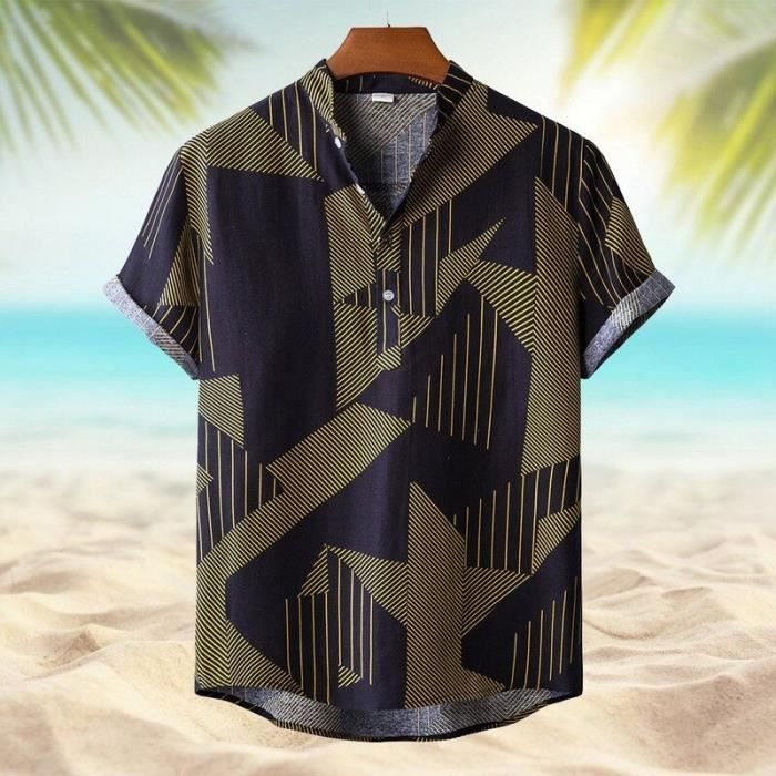 Chemise Décontractée Homme Chemise été Homme Halfword Lin-coton - Manches Courtes - Coupe Ample - Blanc - Style Décontracté Plage Ou Mariage Chemise Décontractée Plage Mariage