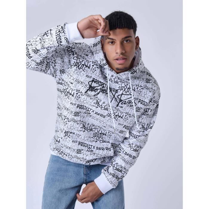 Sweat à Capuche Project X Paris - Motif Cœur Brisé Brodé, 55% Coton 45% Polyester, Coupe Confortable