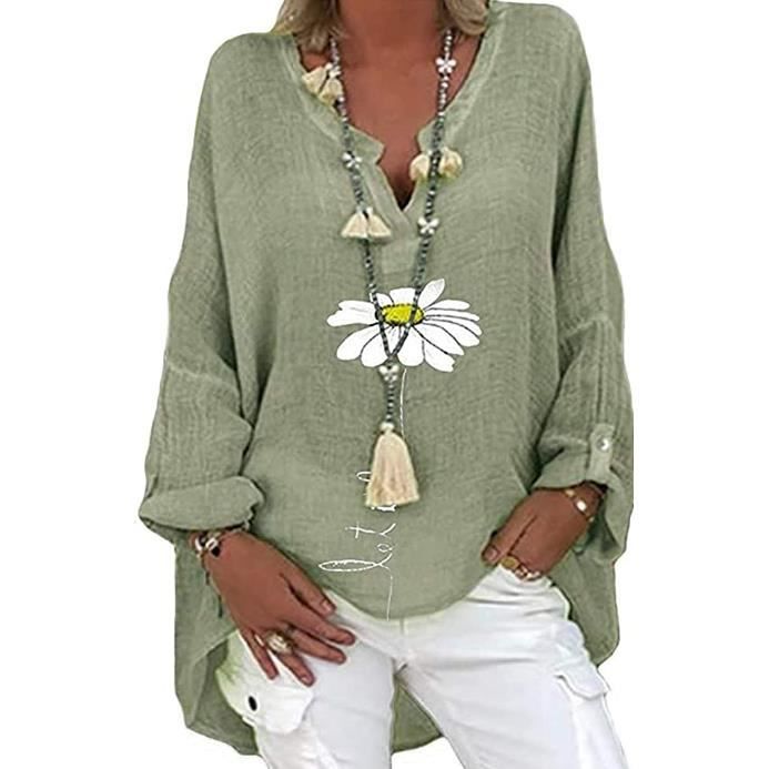 Blouson Mix Lin Encolure En V Manches Courtes Décontracté