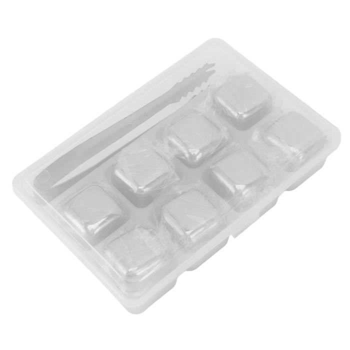 Glaçons Réutilisables En Inox Wenrescry - Lot De 8 Cubes + Pince - Garde Les Boissons Froides Sans Dilution
