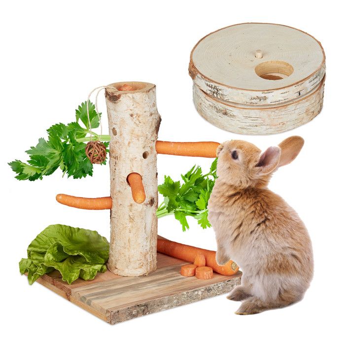 Arbre à lapin avec jouet en lot de 2 100344370 Cdiscount Animalerie