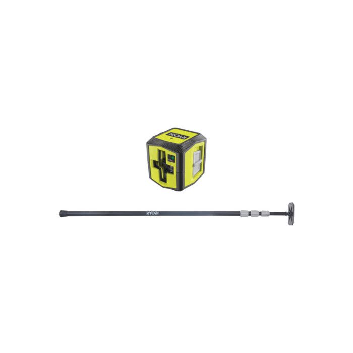 Pack RYOBI Laser croix RBCLLG1 15m de portée Canne télescopique RBCLTP1 320cm