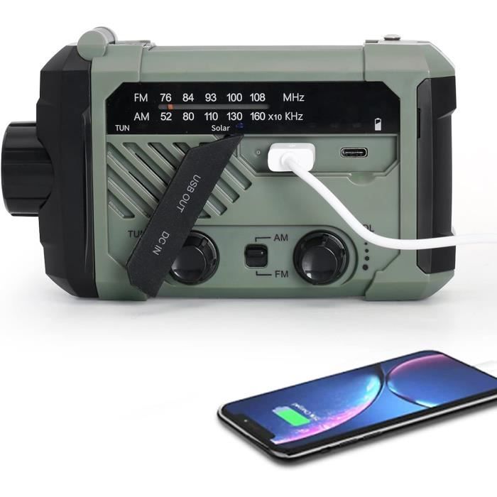 Lampe De Poche D'Urgence Torche Led, Radio Am-Fm Solaire Ou Manivelle Dynamo Radio Usb