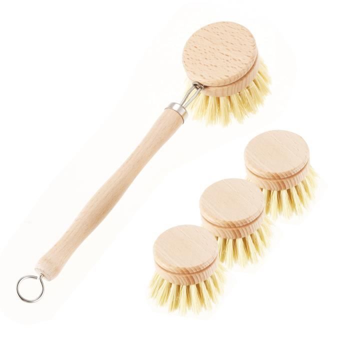 Brosse à Vaisselle Long Manche En Sisal - Nettoyage Casseroles, Poêles, Fond Antidérapant - Design Avec Trou De Suspension