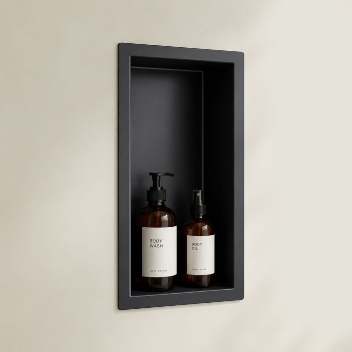 Sogood Niche de douche à carreler noir 15x30cm étagère murale à encastrer en acier inoxydable