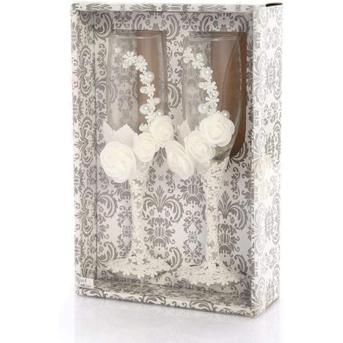 Weddingstar Lot de 2 grands verres à vin à pied personnalisés 355 ml – Gravure Mr and Mrs
