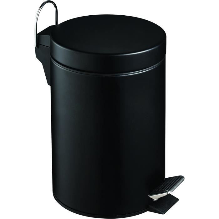 Poubelle de salle de bains à pédale 3 litres, noir mat, Hansgrohe