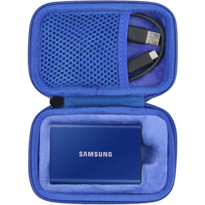 co2CREA Dur Étui de Voyage Rigide Housse Cas pour Samsung Disque Dur  Externe SSD Portable T5/T3(boîte Seule,Case Only)(pour T5 / T3, Bleu)
