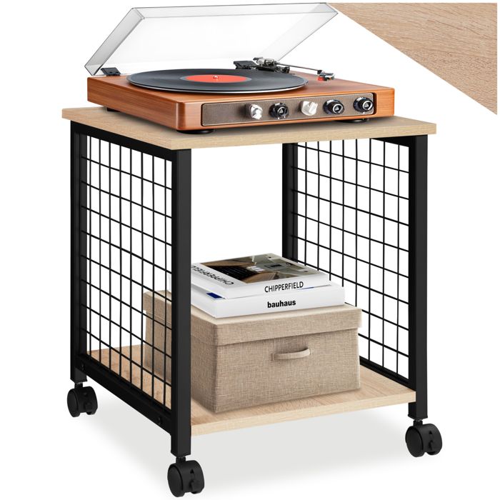 Table basse - TECTAKE - Table dappoint cubique GARY en bois et acier au style industriel 40 x 40 x 48 cm - Bois clair/Chêne sonoma