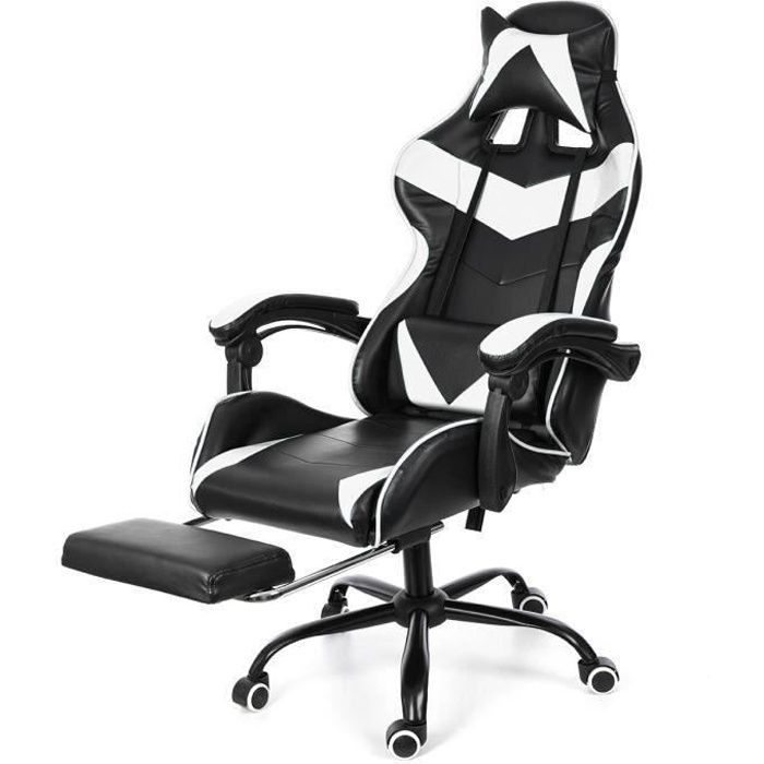 Chaise Gaming de Bureau Fauteuil Gamer Siège Ergonomique avec Repose-Pied Inclinable à 150°