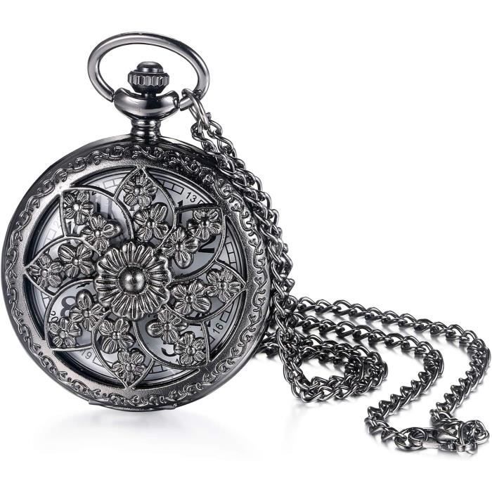 Montre Gousset Vintage JewelryWe - Mouvement Quartz, Alliage Bronze, Chaîne Incluse