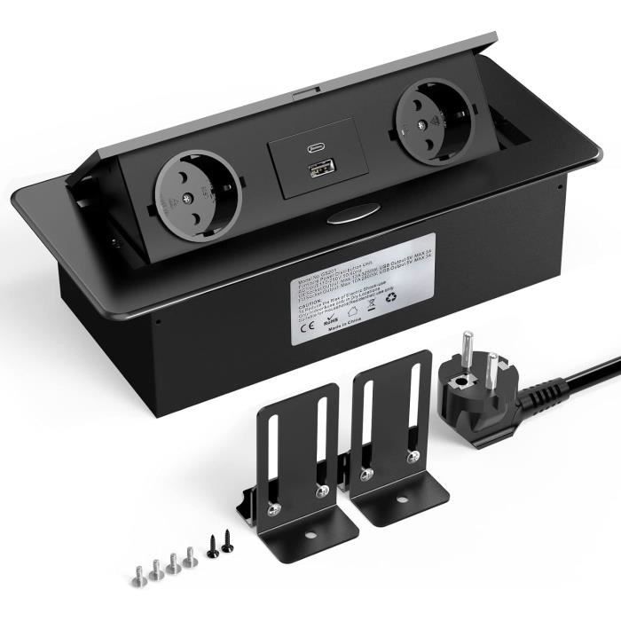 Multiprise Bouton ON/OFF - 2 prises/ 2 Ports USB/ 1 Port USB Type-C main image 0