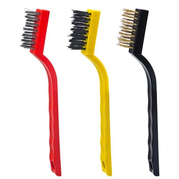 Lot De 4 Brosses à Main Métalliques Avec Manche En Bois - Idéales Pour Le Nettoyage Intensif - Occasion