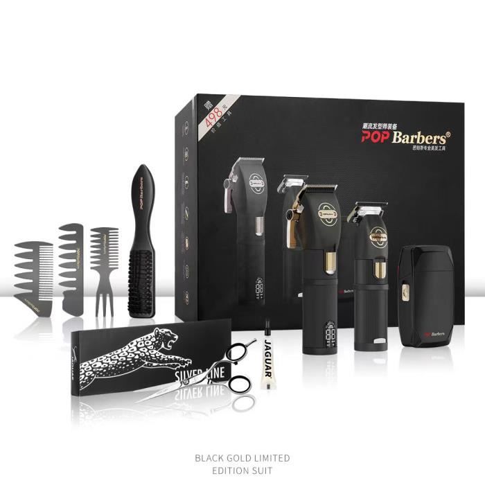 Pop Barbers Hair Trimmer Clippers Black Gold Set Professional Electric