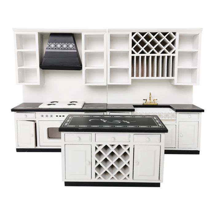Mini-cuisine en bois cuisine enfant motif renard jouet d'imitation pour enfant avec 12 accessoires