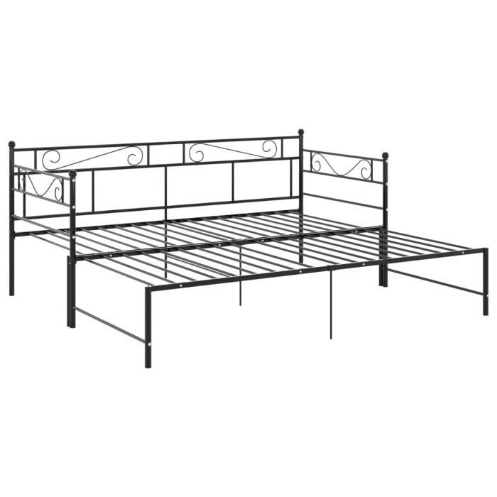 vidaXL Canapé-lit Cadre de lit noir métal 90x200 cm