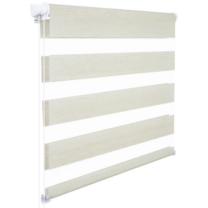 Store Enrouleur Double WOLTU - Hêtre - 70x150cm - Translucide - Réglage de rideau latéral