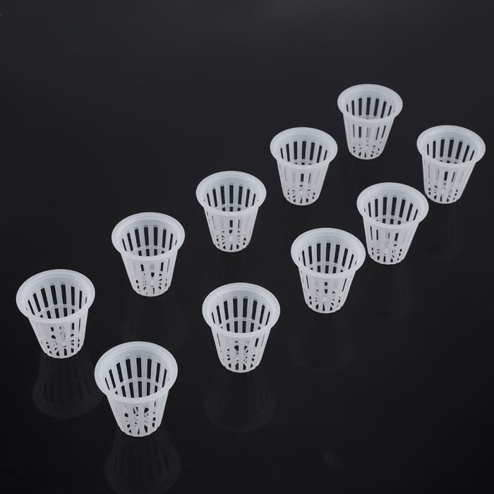 10pcs / ensemble tasse de panier hydroponique en plastique durable durable pour la plantation de balcon de jardin (blanc) 112314