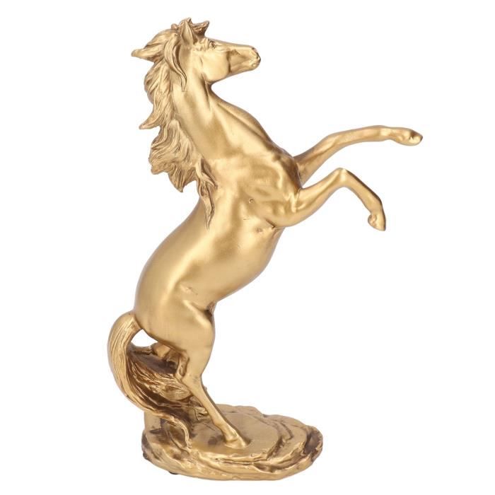Statuette Cheval En Résine Dorée - Décoration Feng Shui, Symbole Chance Et Richesse - 8.7x5x3 Cm - Pour Bureau Ou Maison