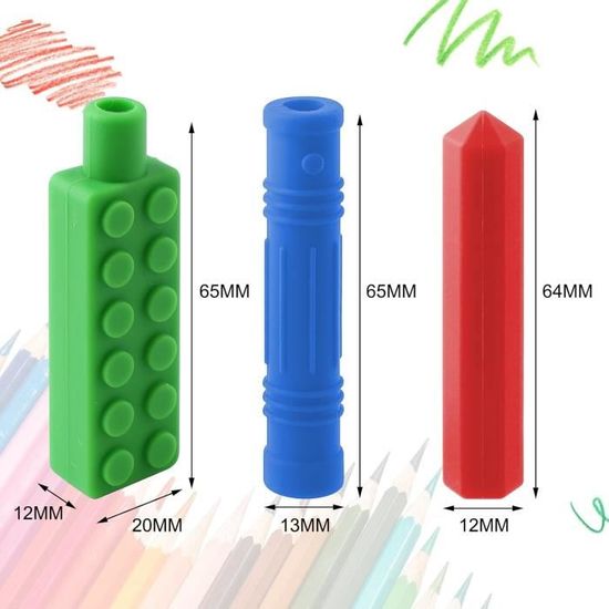 Jouets à Mâcher En Silicone - Lot De 4 Pour Crayons | Non Toxique, Pour Autisme, TDAH, Dentition | Sensoriel & Apaisant
