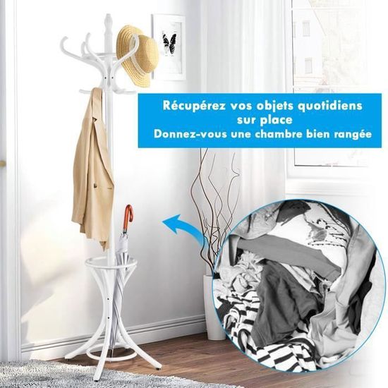 Porte-manteau Avec Porte-parapluie 12 Crochets - Design Moderne Gris - Pour Entrée, Salon Ou Chambre