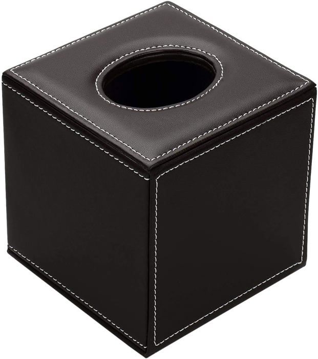 Cube Boîte De Mouchoirs,White--Boîte à Mouchoirs En Cuir PU Et Rotin, Porte Serviettes Nordique