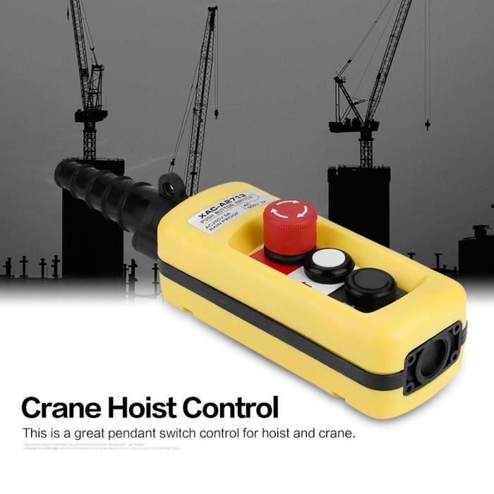 LANTRO JS Interrupteur De Levage Grue Palan 4 Boutons - Pendentif Contrôle Avec Arrêt D'Urgence